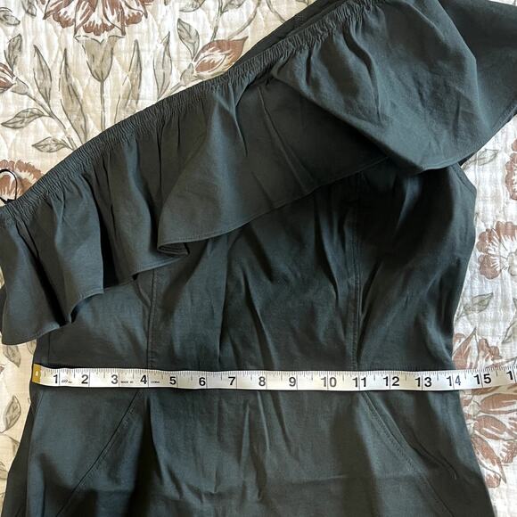 A.L.C. Evangeline Flared One Shoulder Ruffle Midi Dress Sz 6 - Picture 9 of 10